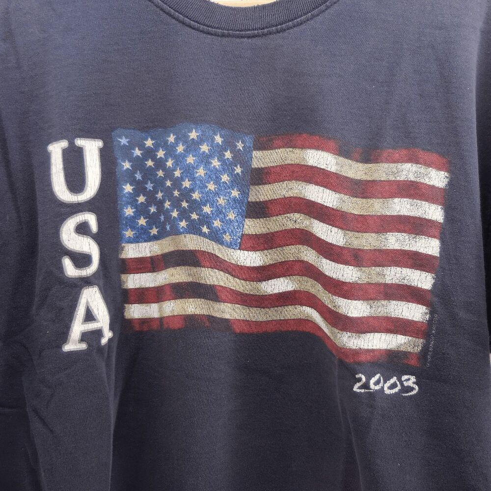 2003 Vintage American USA Flag Sonoma Jeans Company Black T Shirt Mens Large